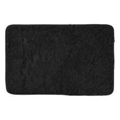 Badmat fluffy - zwart - 45x70 cm