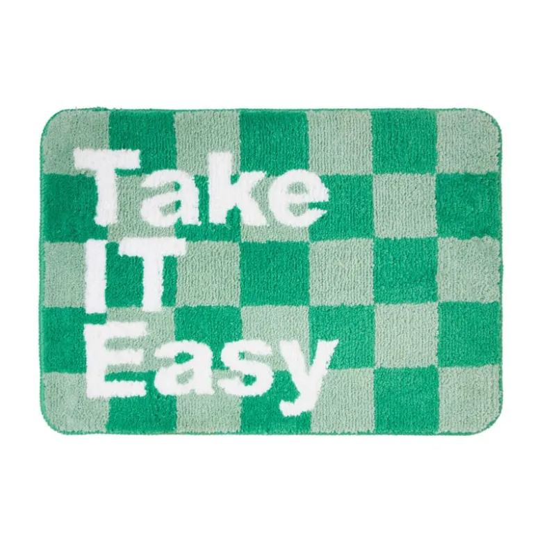 Badmat Take it Easy - groen/wit - 50x70 cm