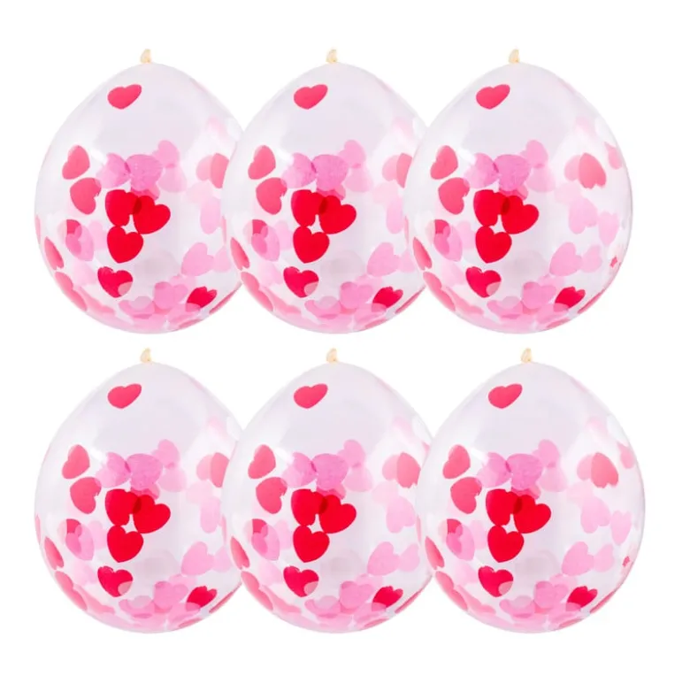 Ballon confetti - hartjes - set van 6