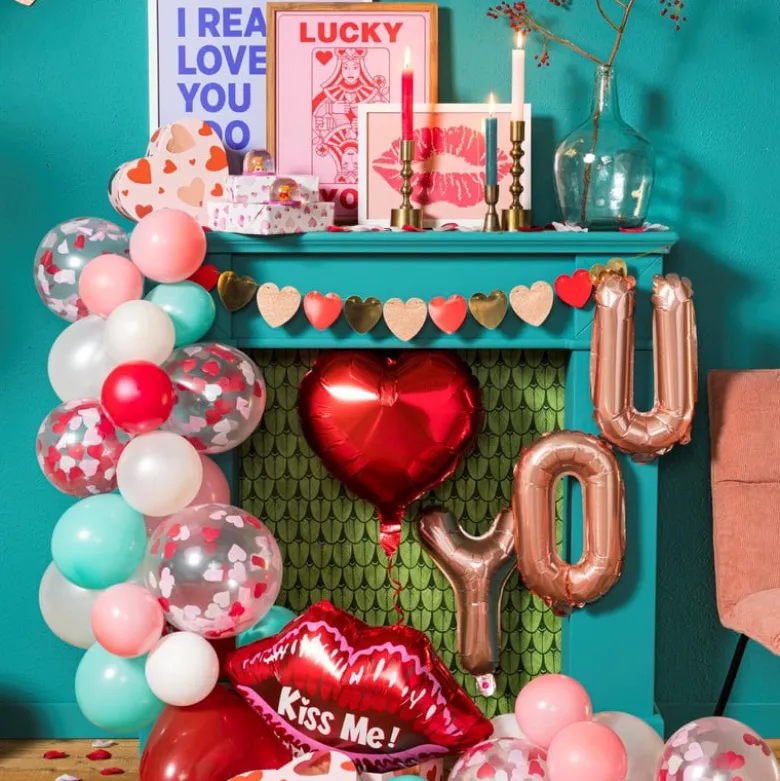 Ballon confetti - hartjes - set van 6