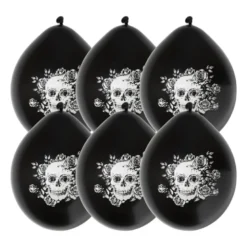 Ballonnen Day of the Dead - zwart/wit - set van 6