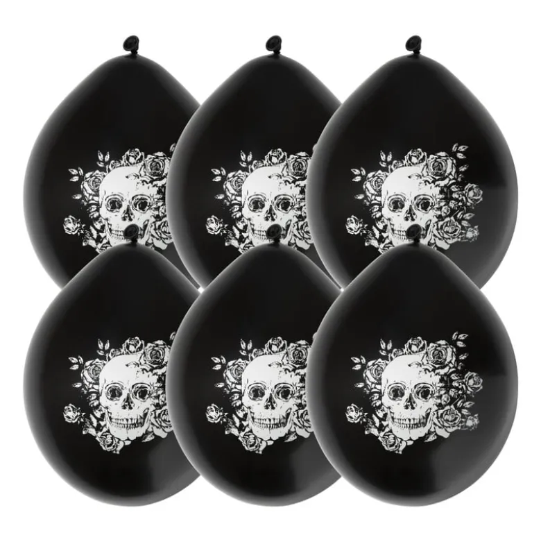 Ballonnen Day of the Dead - zwart/wit - set van 6