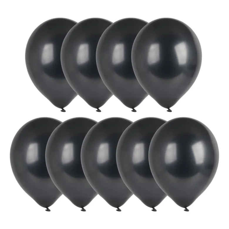 Ballonnen metallic - zwart - set van 9