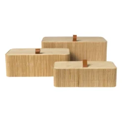 Bamboe kistje met deksel Jesse - 10x27x15.5 cm - naturel
