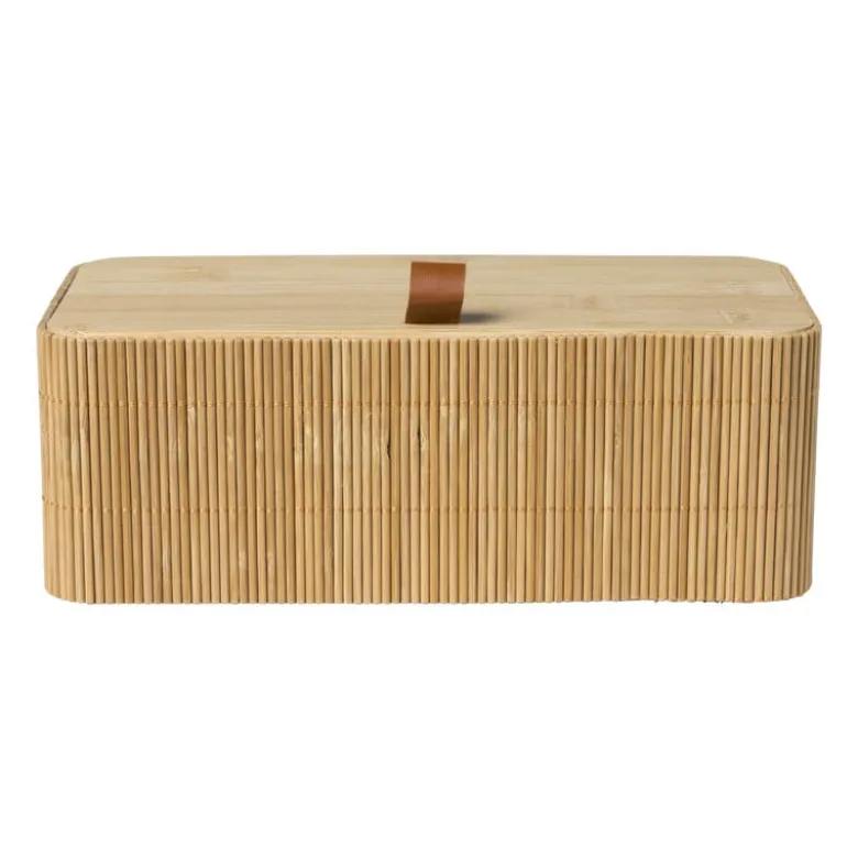 Bamboe kistje met deksel Jesse - 8x23x13 cm - naturel