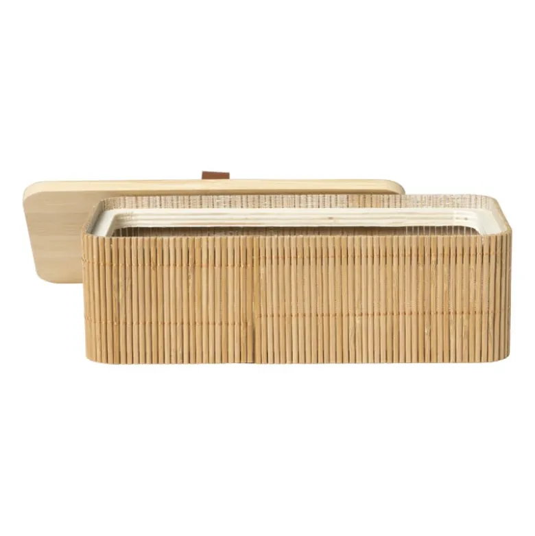 Bamboe kistje met deksel Jesse - 6x20x10 cm - naturel