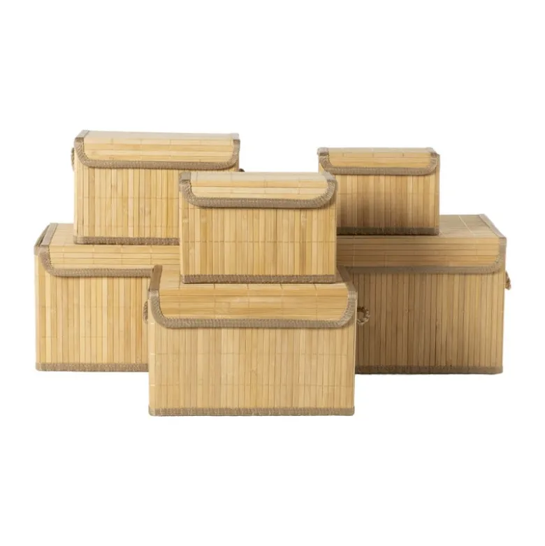 Bamboe mandenset - bruin - set van 6