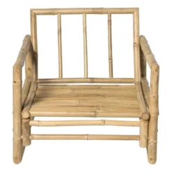 Bamboe tuinfauteuil Hanoi - bruin/wit - 70x75x75 cm