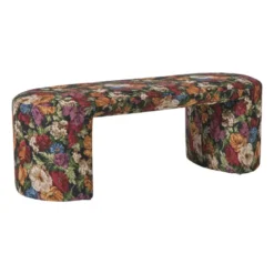 Bankje bouquet - rood/paars/zwart - 44x120x45 cm