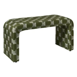 Bankje grafisch - groen/beige - 49x100x36 cm