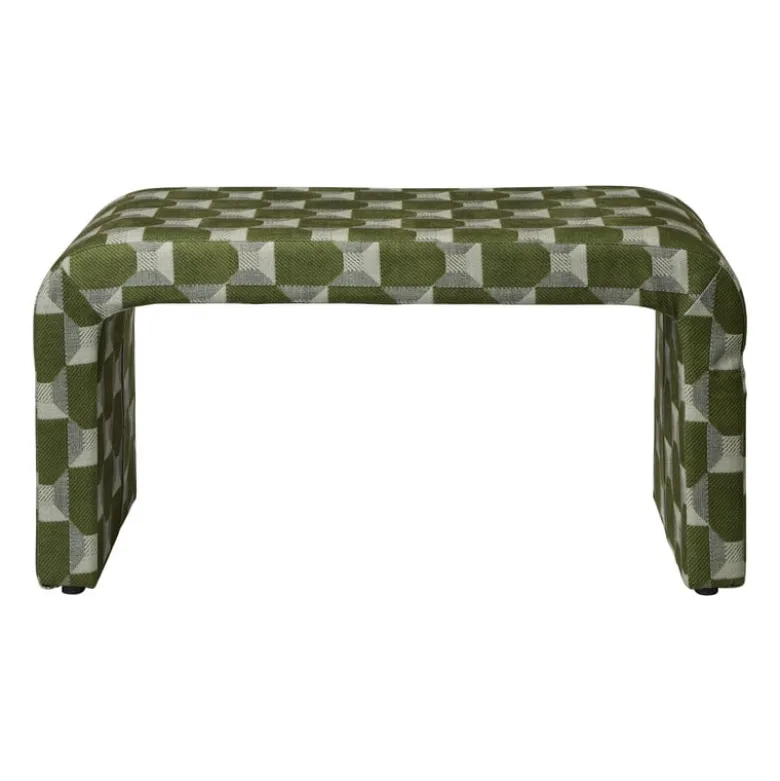 Bankje grafisch - groen/beige - 49x100x36 cm