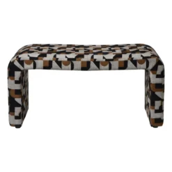 Bankje grafisch - zwart/beige - 49x100x36 cm