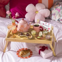 Bed dienblad - bamboe - 31x58x22 cm