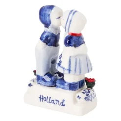 Beeldje kussend koppel - delfts blauw - 6x3x8 cm
