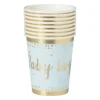 Bekers baby boy - papier - blauw/goud - set van 8