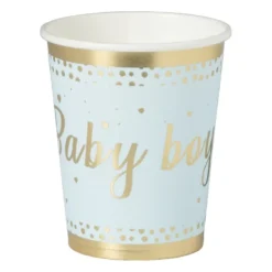 Bekers baby boy - papier - blauw/goud - set van 8
