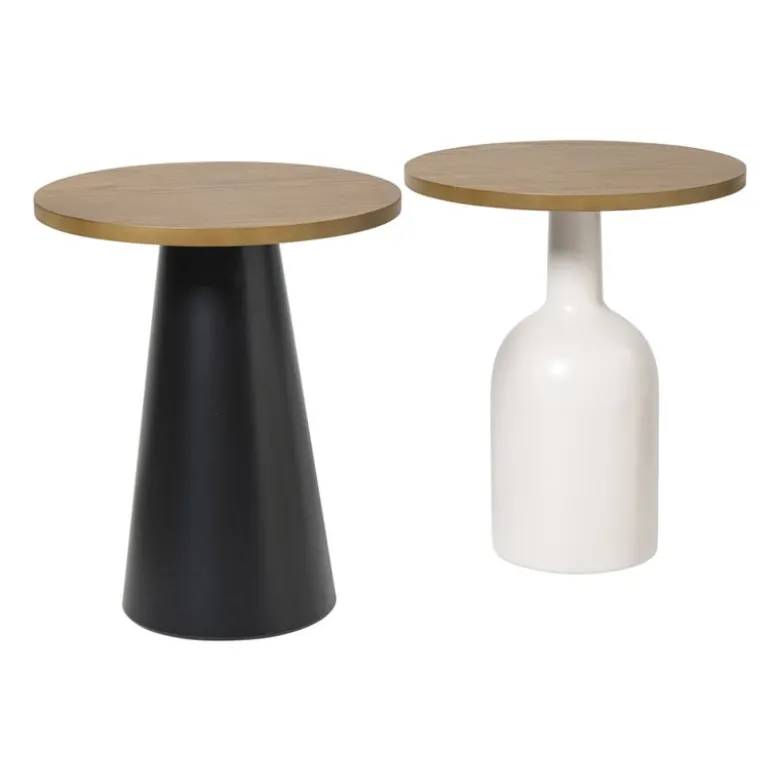 Bijzettafel Chico - bruin/beige - ø40x47 cm
