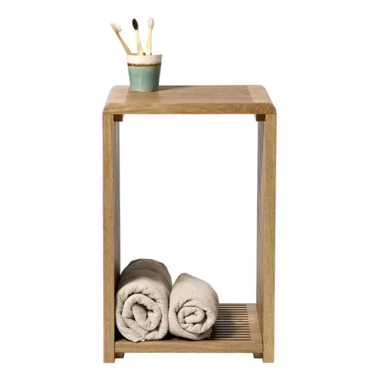 Bijzettafel Japandi hoog - bruin - 60x39x39 cm