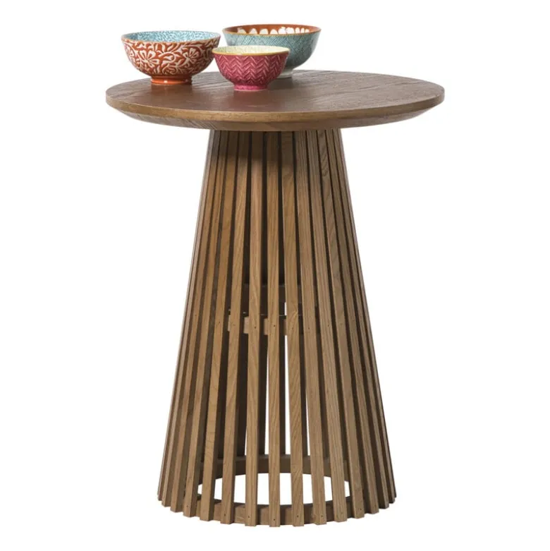 Bijzettafel Japandi rond - bruin - ø40x50 cm