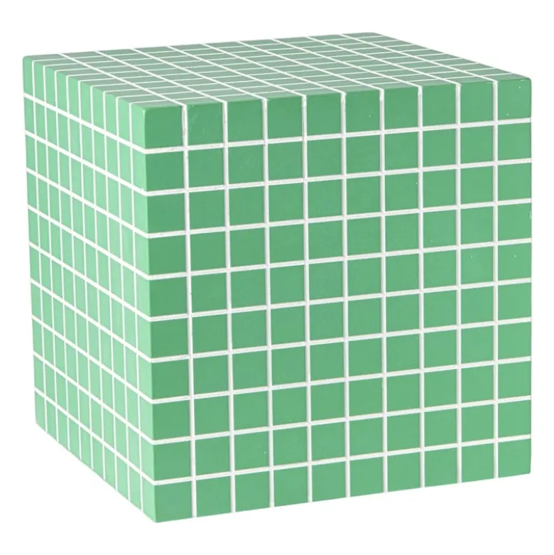 Bijzettafel kubus checks - groen - 30x30x30 cm
