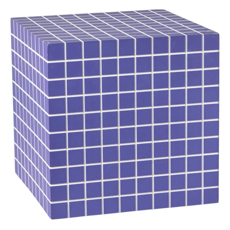 Bijzettafel kubus checks - paars - 30x30x30 cm
