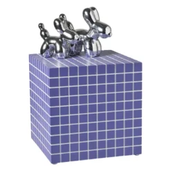 Bijzettafel kubus checks - paars - 30x30x30 cm