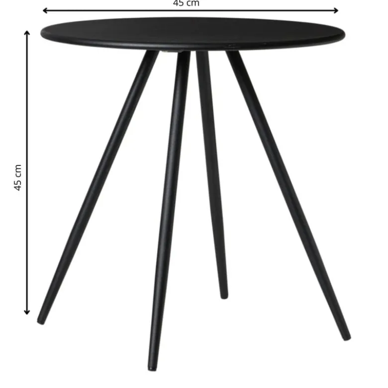 Bijzettafel Manolo hoog - zwart -ø45x45 cm