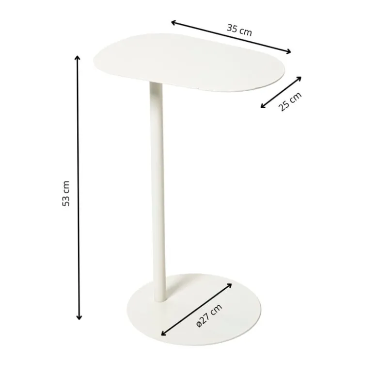 Bijzettafel Mica ovaal - wit - 53x35x25 cm