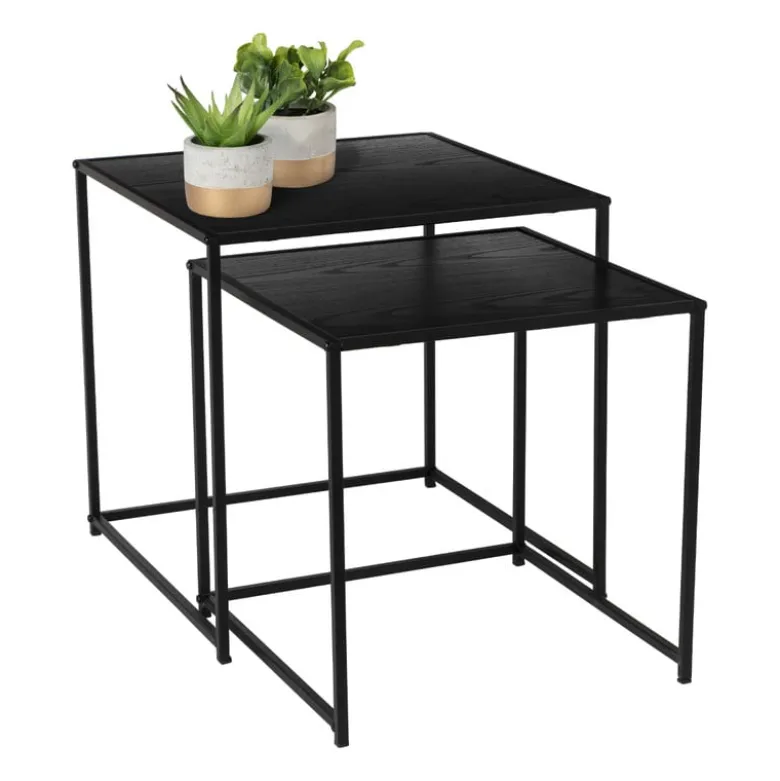 Bijzettafel Noah - zwart - set van 2