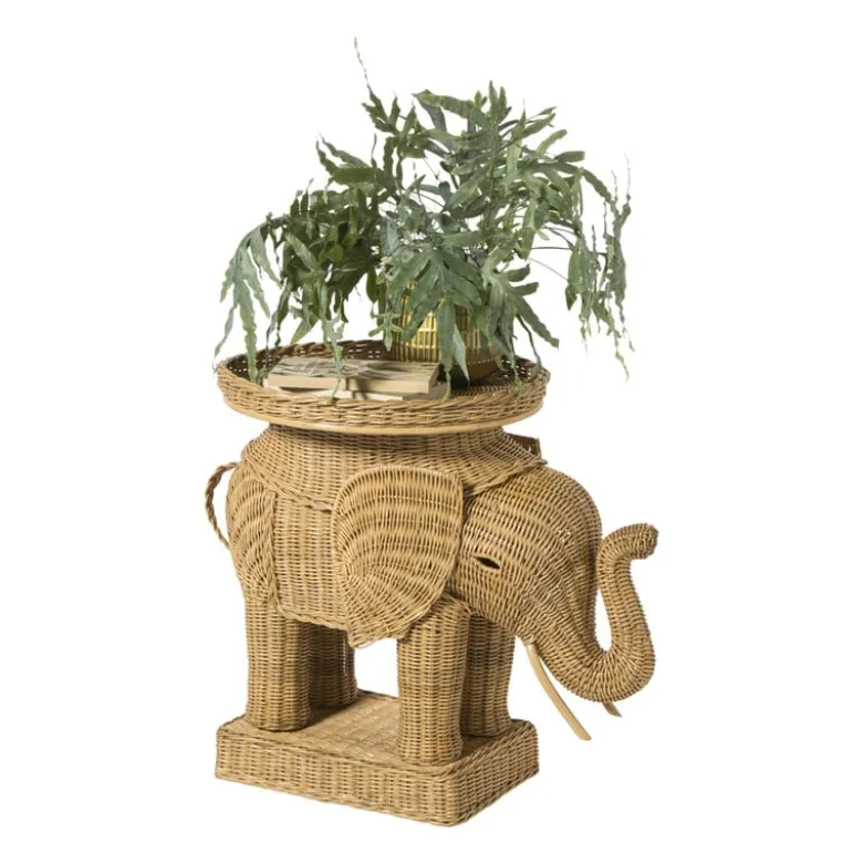 Bijzettafel olifant - rotan - 65x55x45 cm