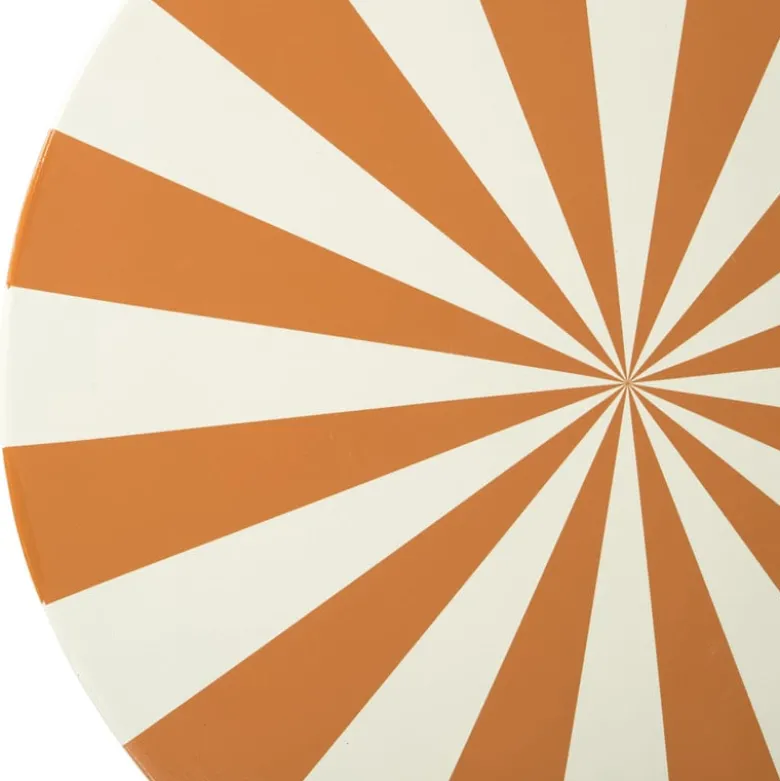 Bijzettafel stripes - beige/oranje - ø40x45 cm