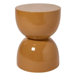 Bijzettafel trommel glos - bruin - ø34x45 cm