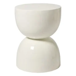 Bijzettafel trommel glos - wit - ø34x45 cm