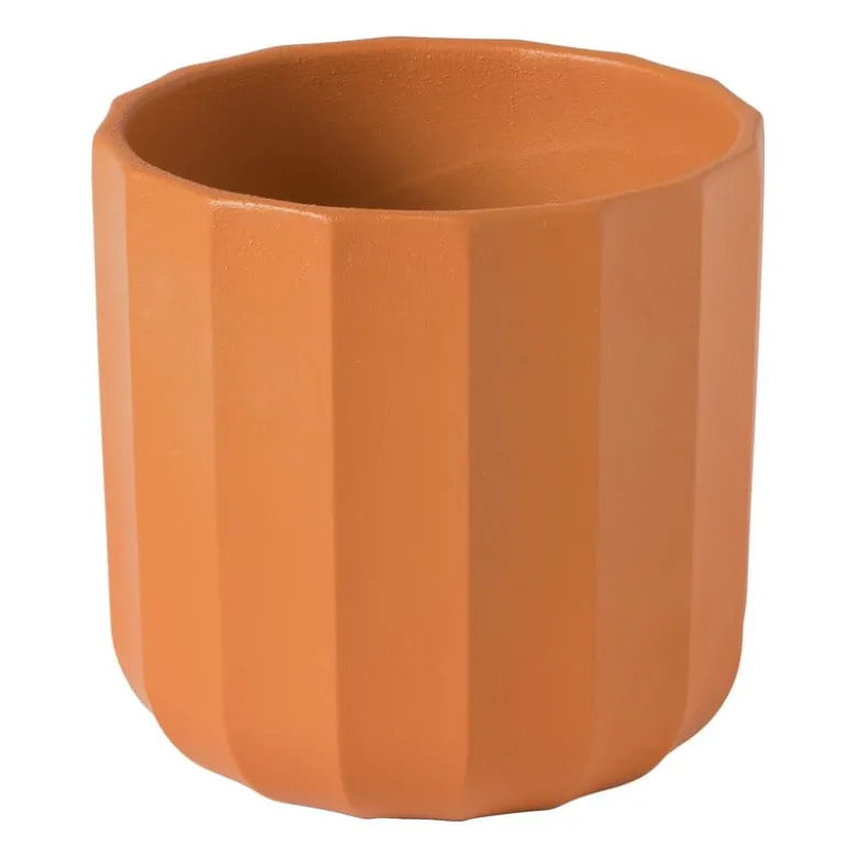 Bloempot streep - rood - ø11.5x11 cm