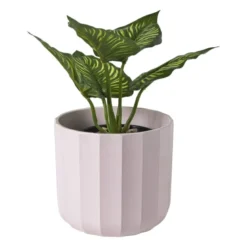 Bloempot streep - roze - ø13.5x12.6 cm