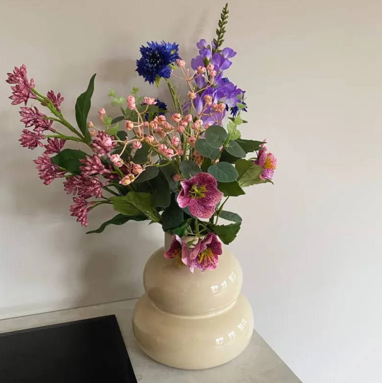 Boeket kunstbloemen - paars - 60 cm