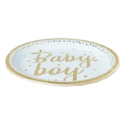 Bord baby boy - blauw/goudkleurig - set van 8