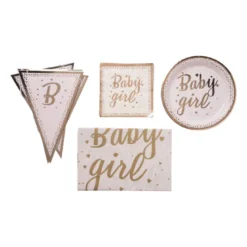 Bord baby girl - roze/koperkleurig - set van 8