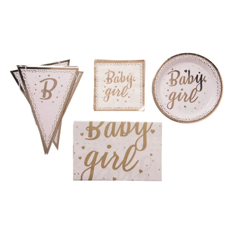 Bord baby girl - roze/koperkleurig - set van 8