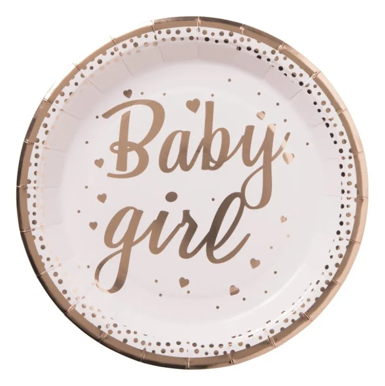 Bord baby girl - roze/koperkleurig - set van 8