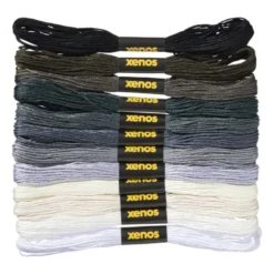 Borduurgaren set - wit/grijs/zwart - set van 12