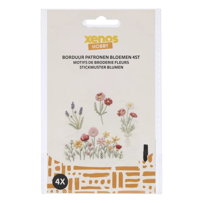 Borduurpatronen bloemen - set van 4