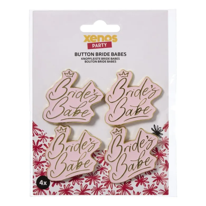 Brides babes buttons - roze - set van 4
