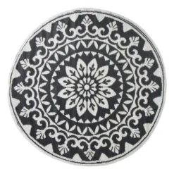 Buitenkleed bloem - zwart - ø150 cm