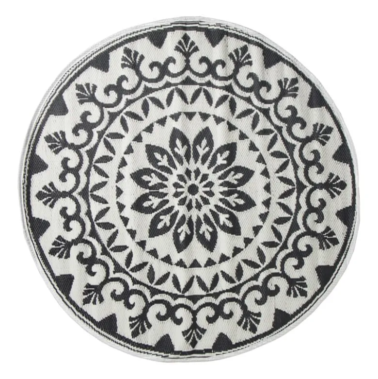 Buitenkleed bloem - zwart - ø150 cm