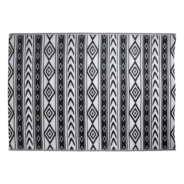 Buitenkleed tribal - zwart - 160x230 cm