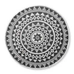 Buitentapijt mandala - zwart/wit - 150 cm