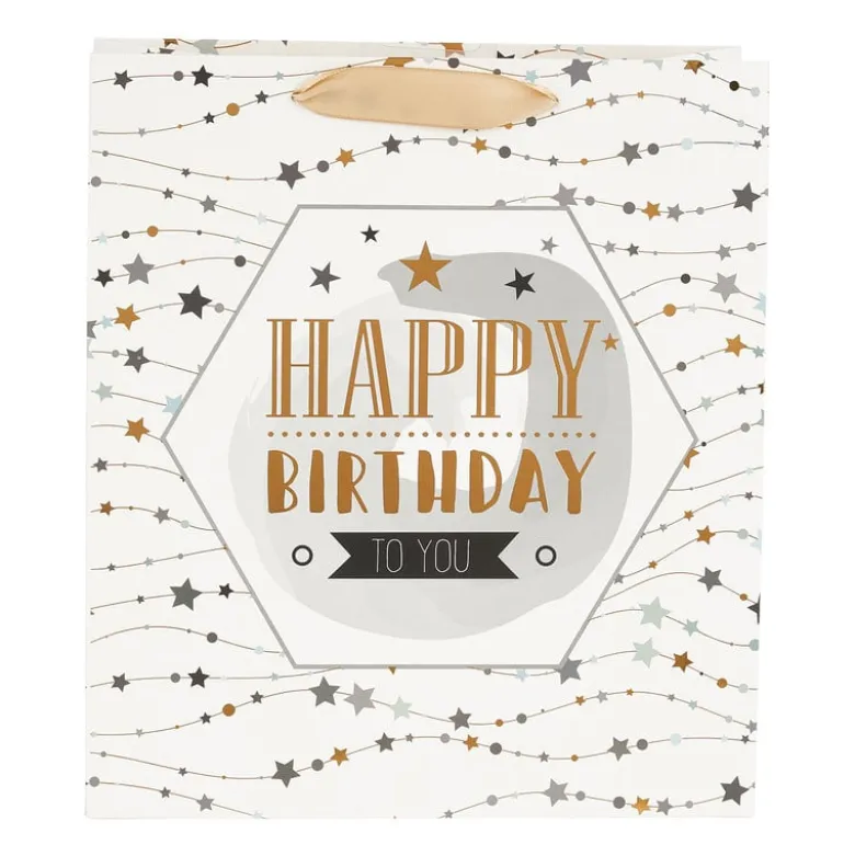 Cadeautasje Happy birthday - ster - 23x26 cm