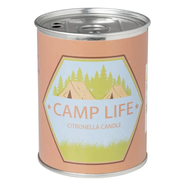 Citronella kaars camping life - rond blik - ø7.5x9.5 cm