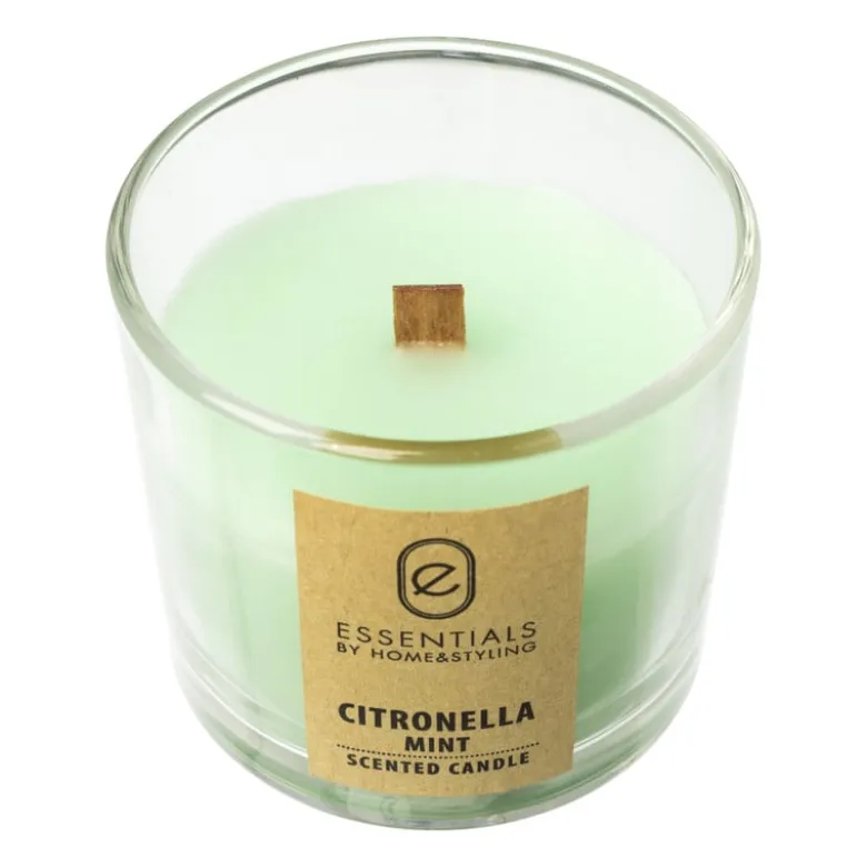 Citronella kaars in glas - diverse varianten - ø8x7.5 cm